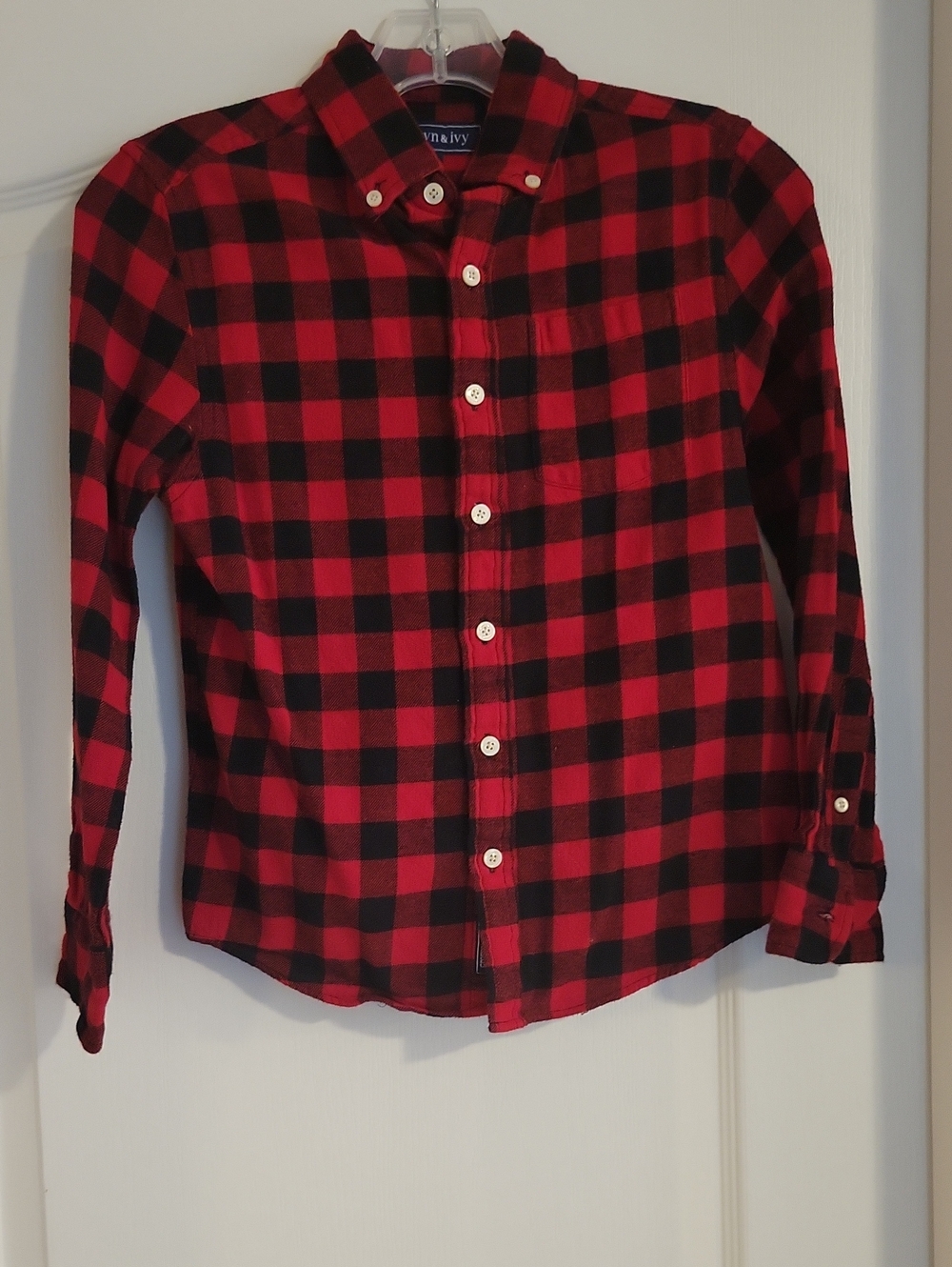 crown & ivy Red and Black Plaid Button-Down Shirt for Kids